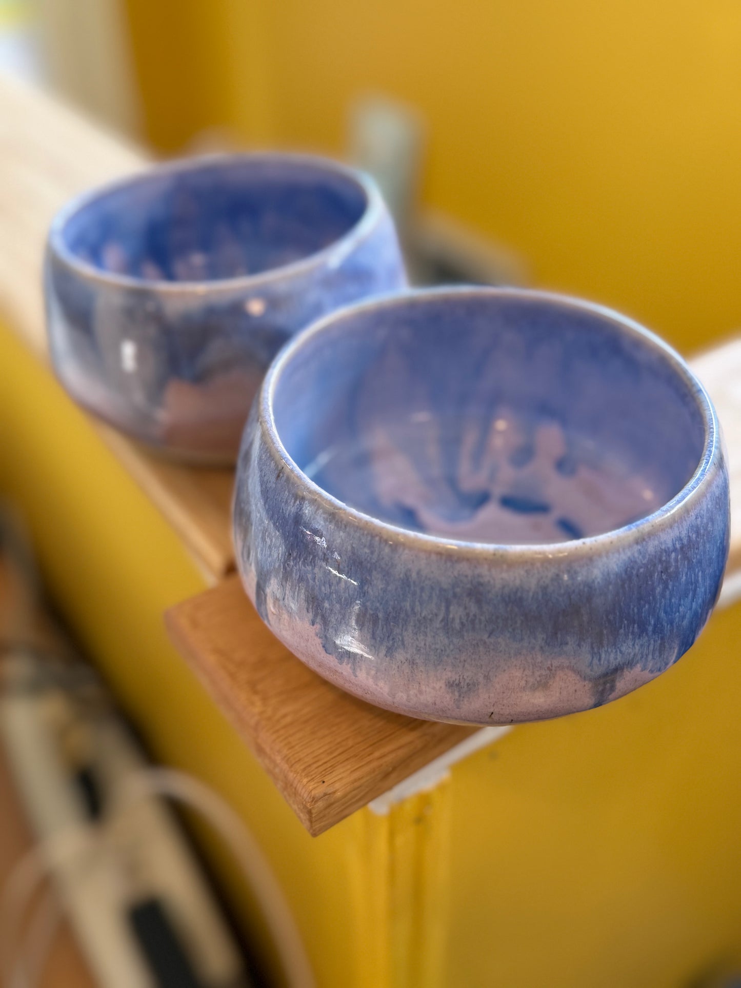 Side view of ceramic bowl showing 3ÂĽ inch depth and rim