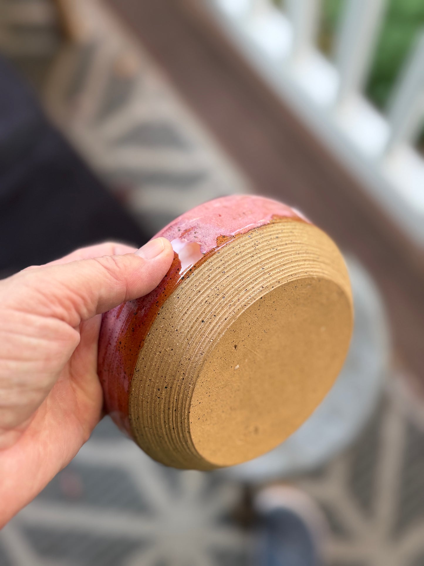 White Gold Heart Wheel thrown handmade pottery bowl