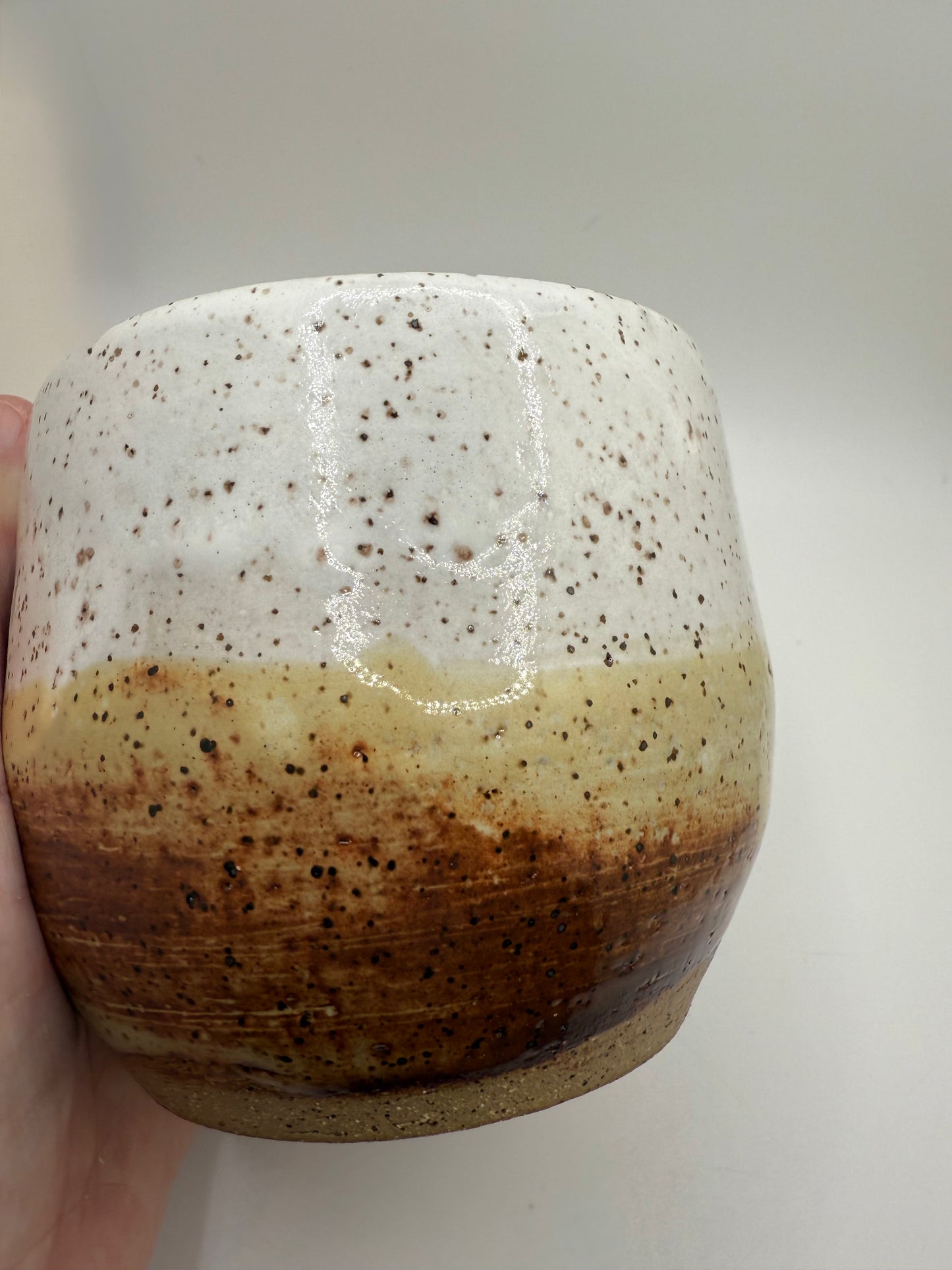Mochashino tumbler—hand made ceramic cup in speckled clay
