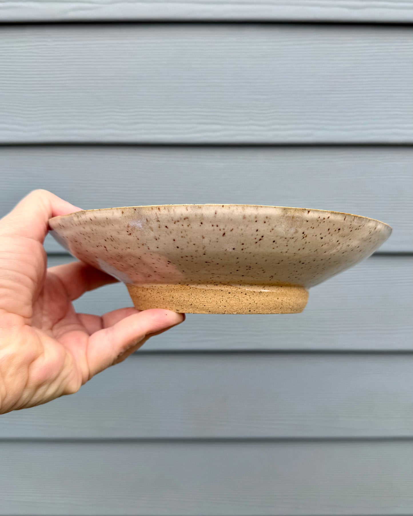 Large Shallow Ceramic Bowl - Blue Glacial Glaze - Handmade Pottery Bowl