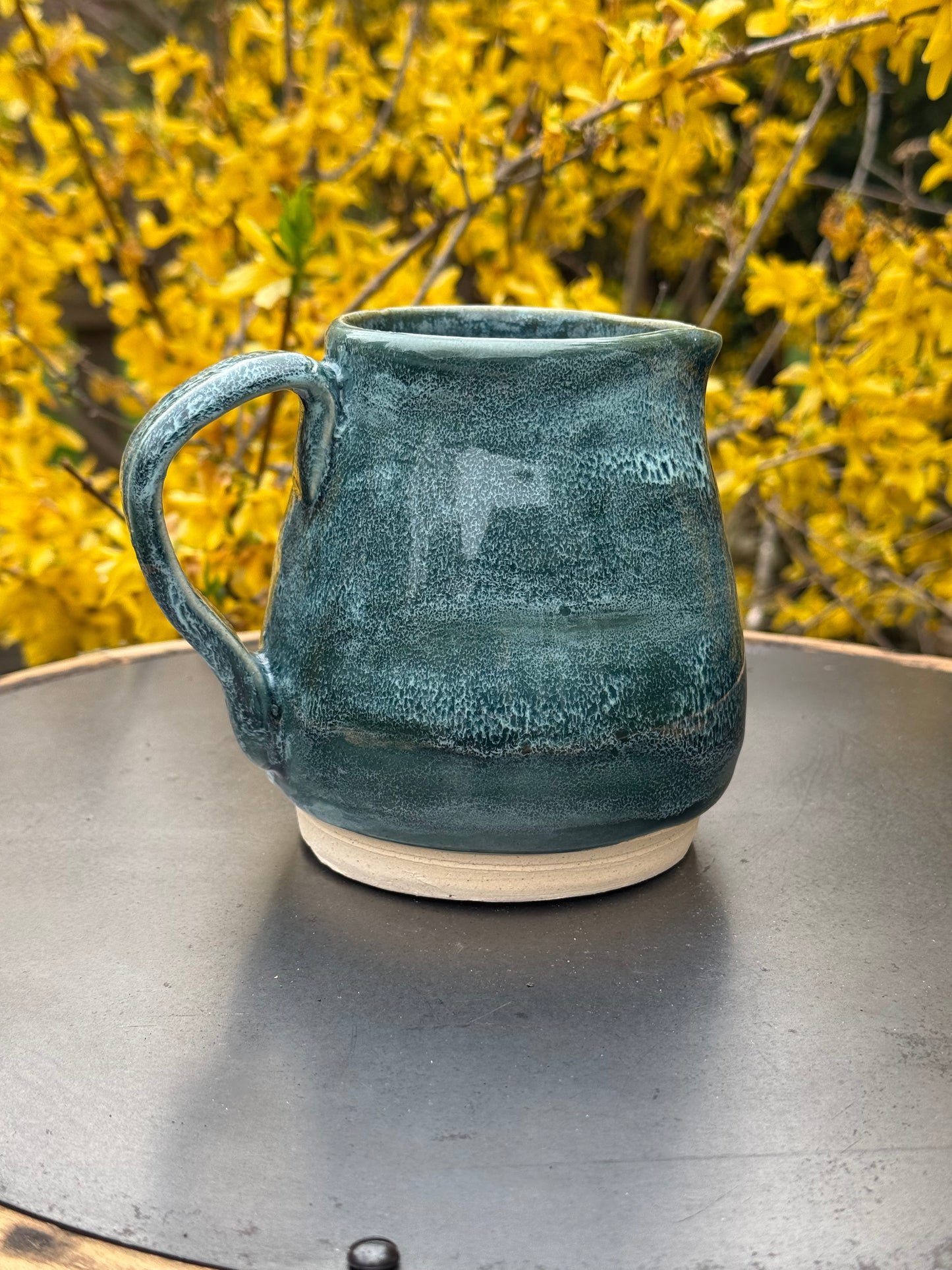 Ceramic Pitcher - Green Blue Glaze - Handmade Pottery Creamer
