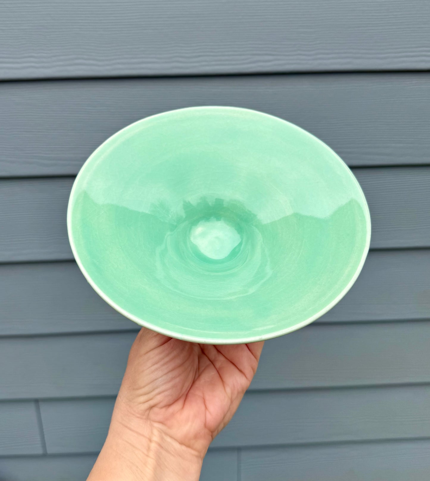 Green Porcelain Bowl - Medium Serving Bowl - Handmade Ceramic Dessert Bowl