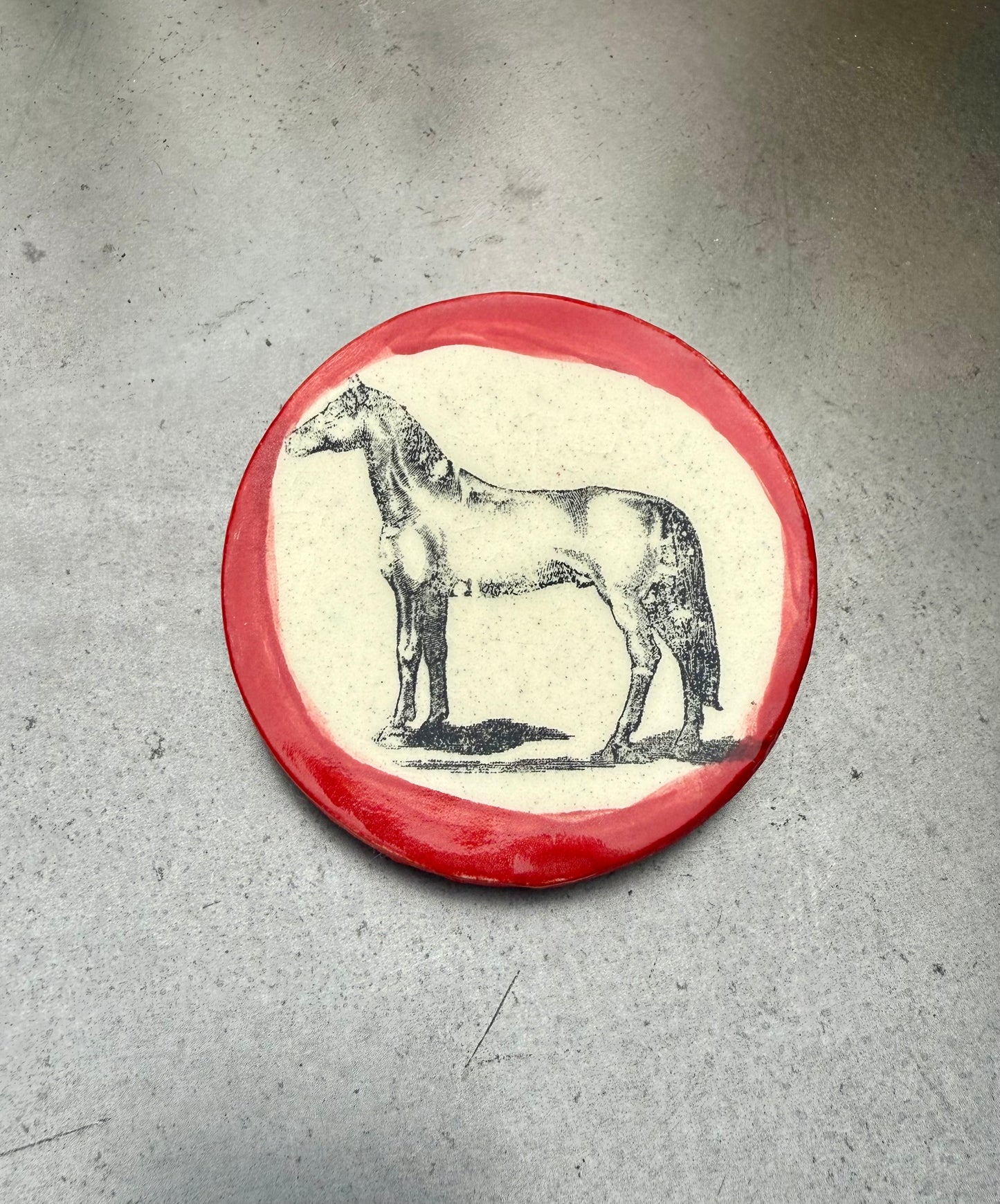 Ceramic Horse Coasters Set of 2 - Handmade Pottery Coasters with Felt Backing