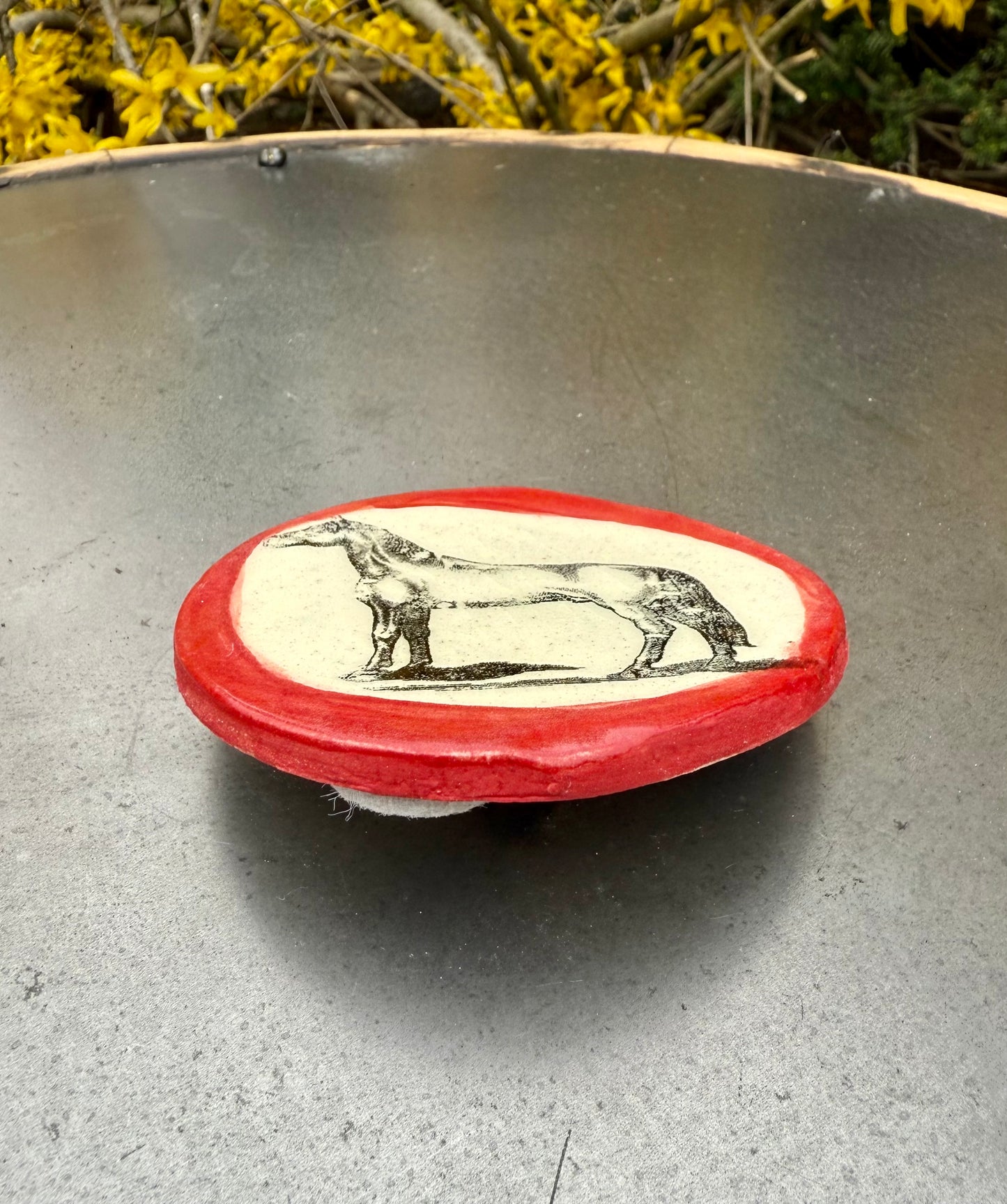 Ceramic Horse Coasters Set of 2 - Handmade Pottery Coasters with Felt Backing
