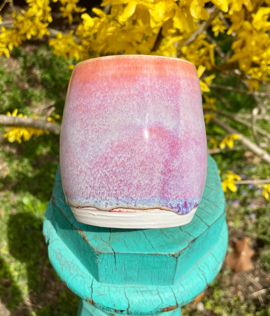 Ceramic Tumbler Cup - Pink Sand Glaze - Handmade Pottery Drinking Glass