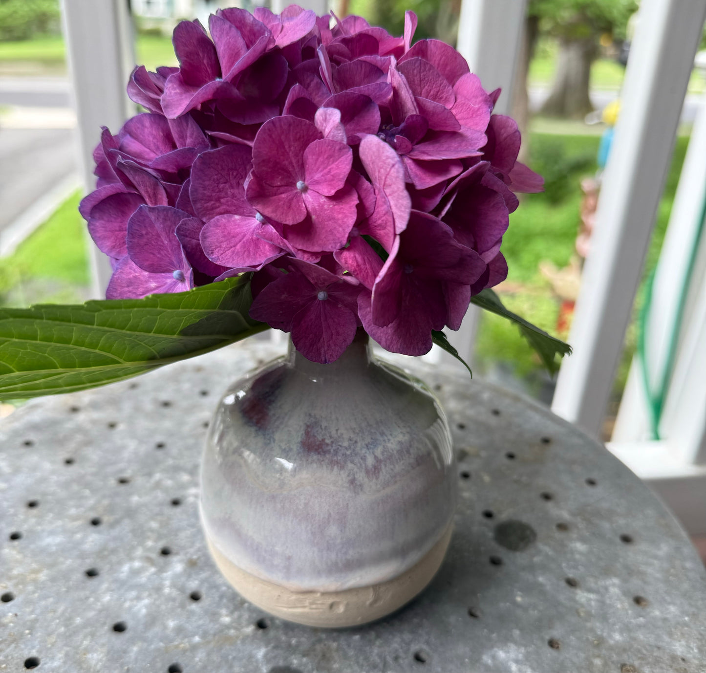 Small Ceramic Bottle Vase - Pink Honey Flux Glaze - Handmade Bud Vase