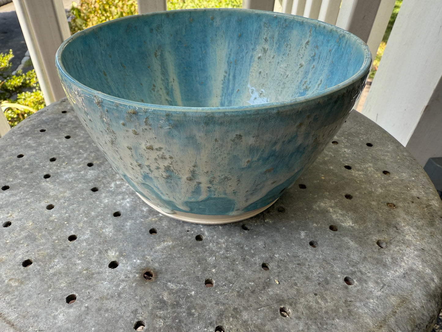 Gooseberry Bowl - Handmade Porcelain Serving Bowl with Sea Salt Layered Glaze