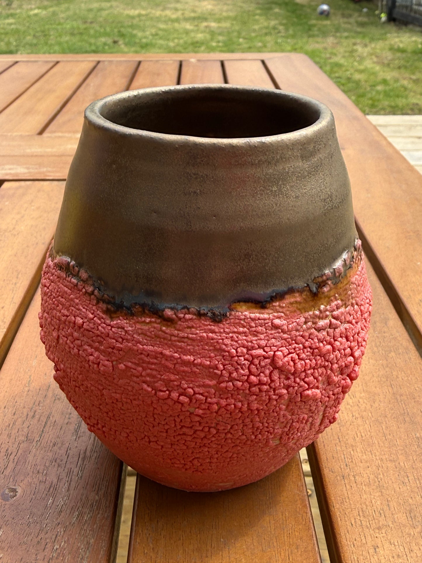 Dry Lake Vase—hand thrown vase glazed with 3-D texture and gold