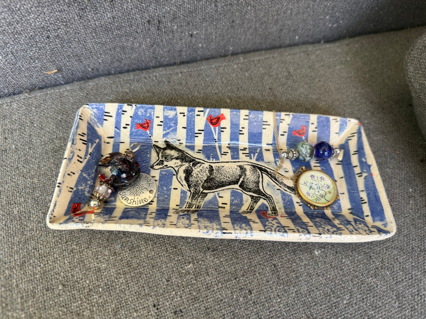Fox Trinket Plate - Small Ceramic Dish - Handmade Forest Animal Pottery