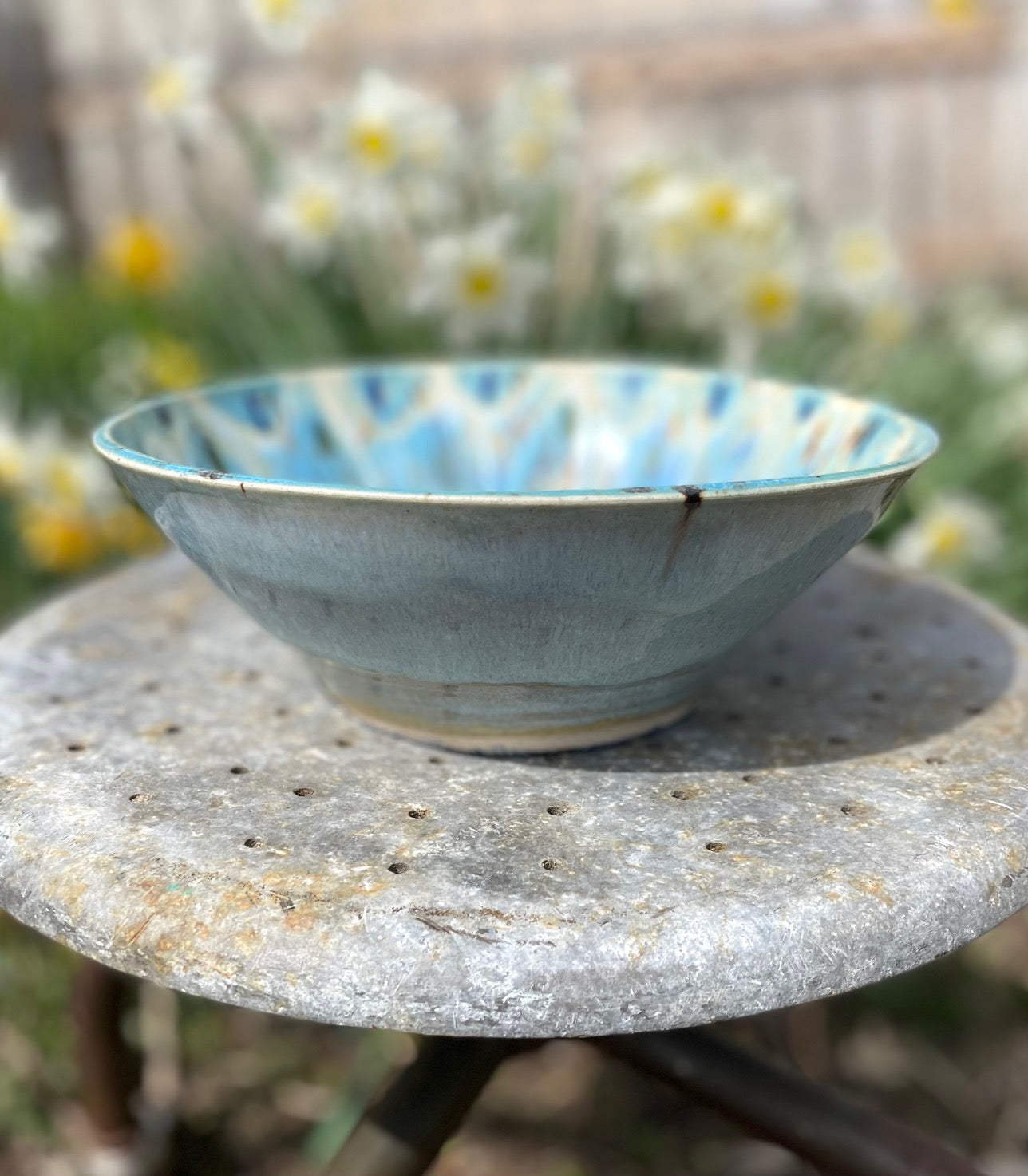 Peacock serving bowl Handmade pottery