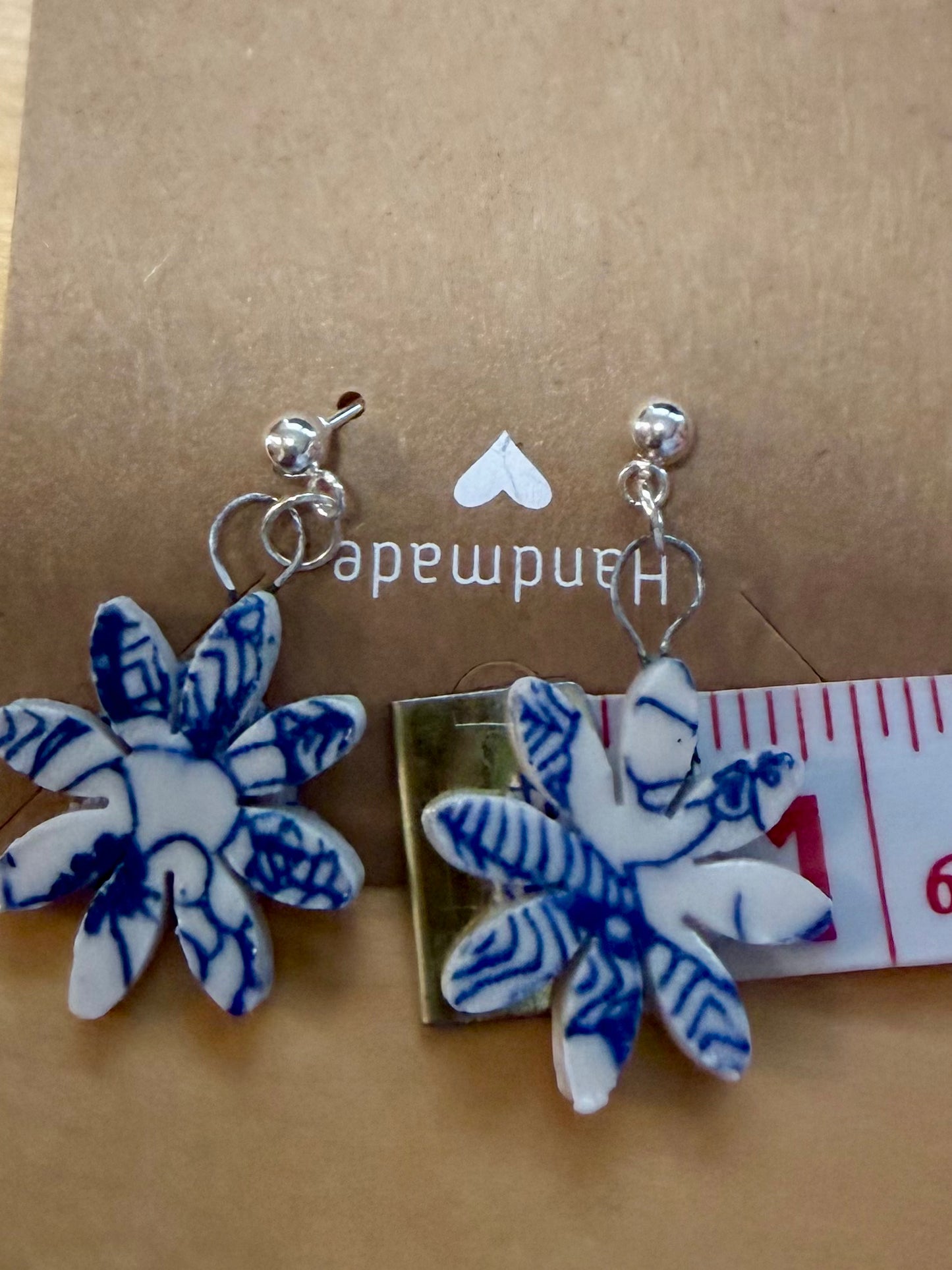 Ear Bouquet!—Porcelain earrings in blue and white, silver findings