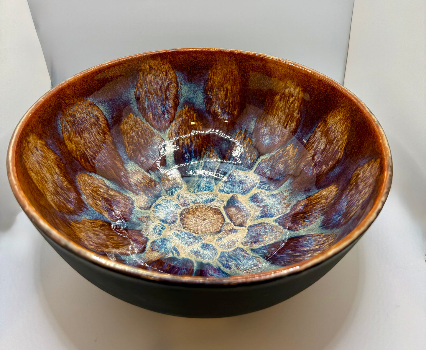 Albany Serving Bowl— Handmade stoneware bowl with frozen pond glaze technique