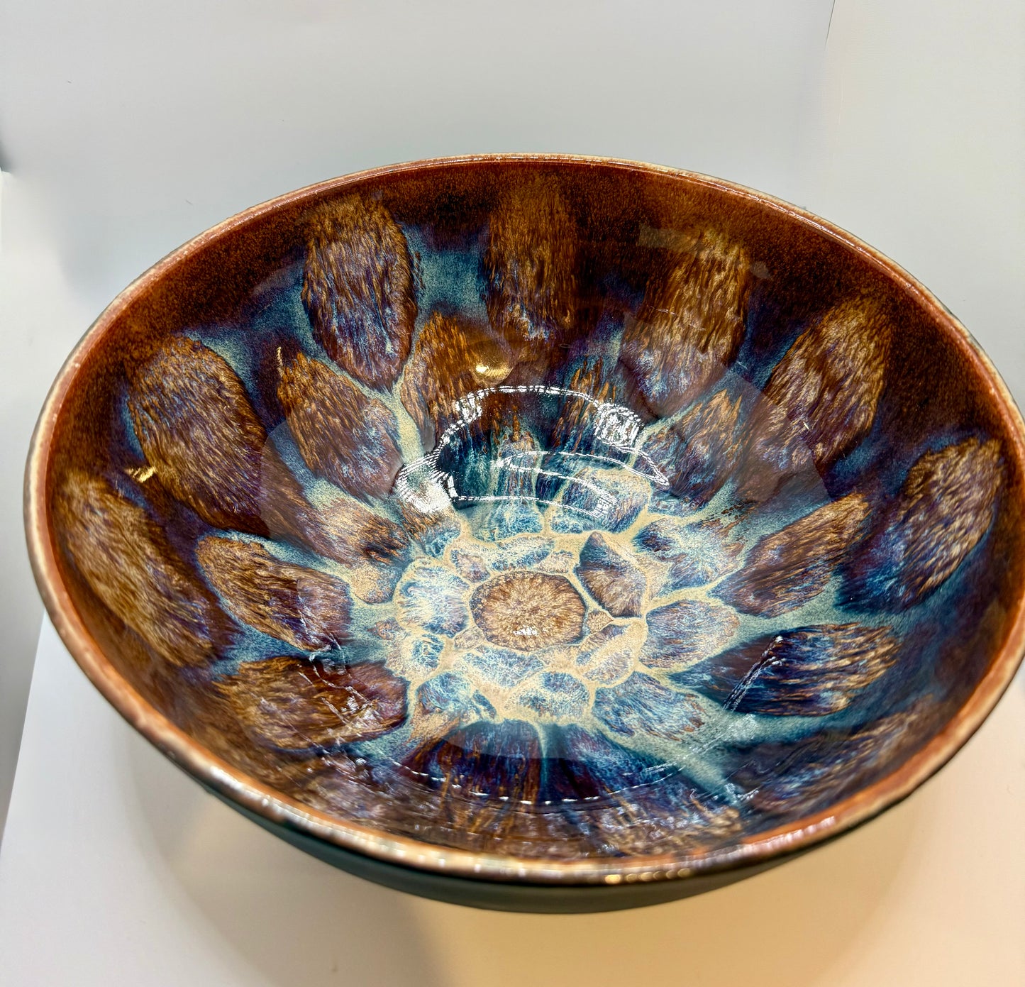 Albany Serving Bowl— Handmade stoneware bowl with frozen pond glaze technique