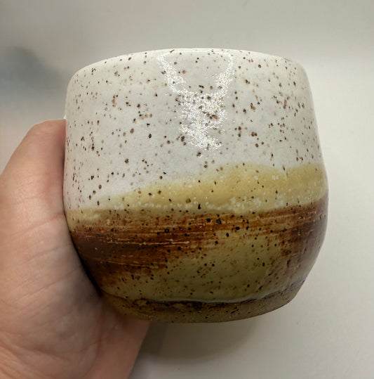 Mochashino tumbler—hand made ceramic cup in speckled clay