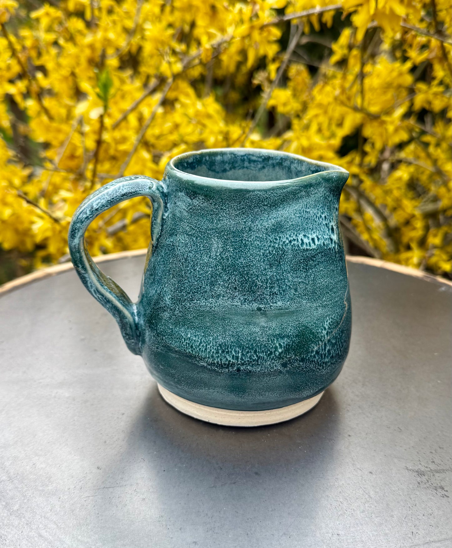 Ceramic Pitcher - Green Blue Glaze - Handmade Pottery Creamer