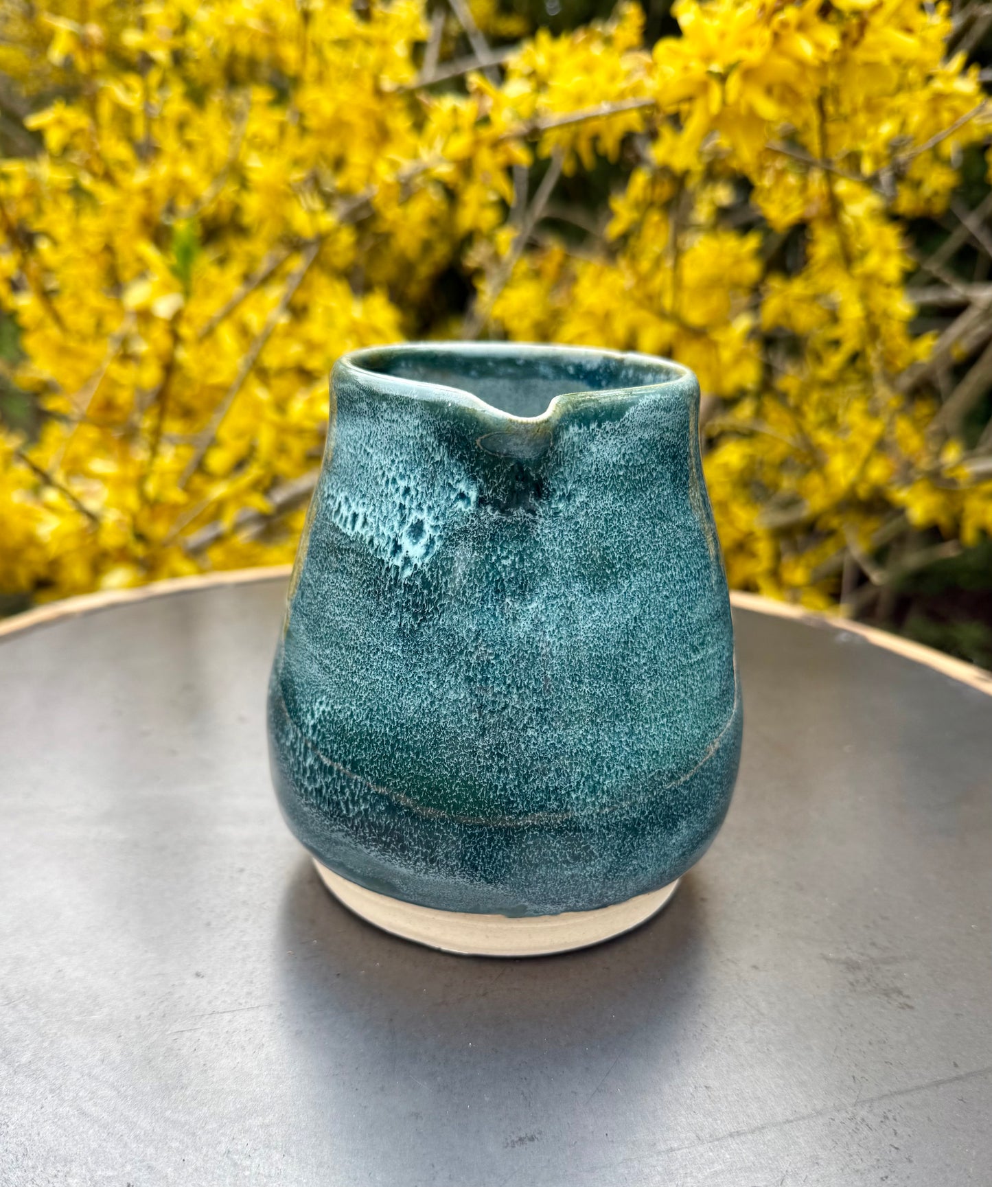 Ceramic Pitcher - Green Blue Glaze - Handmade Pottery Creamer
