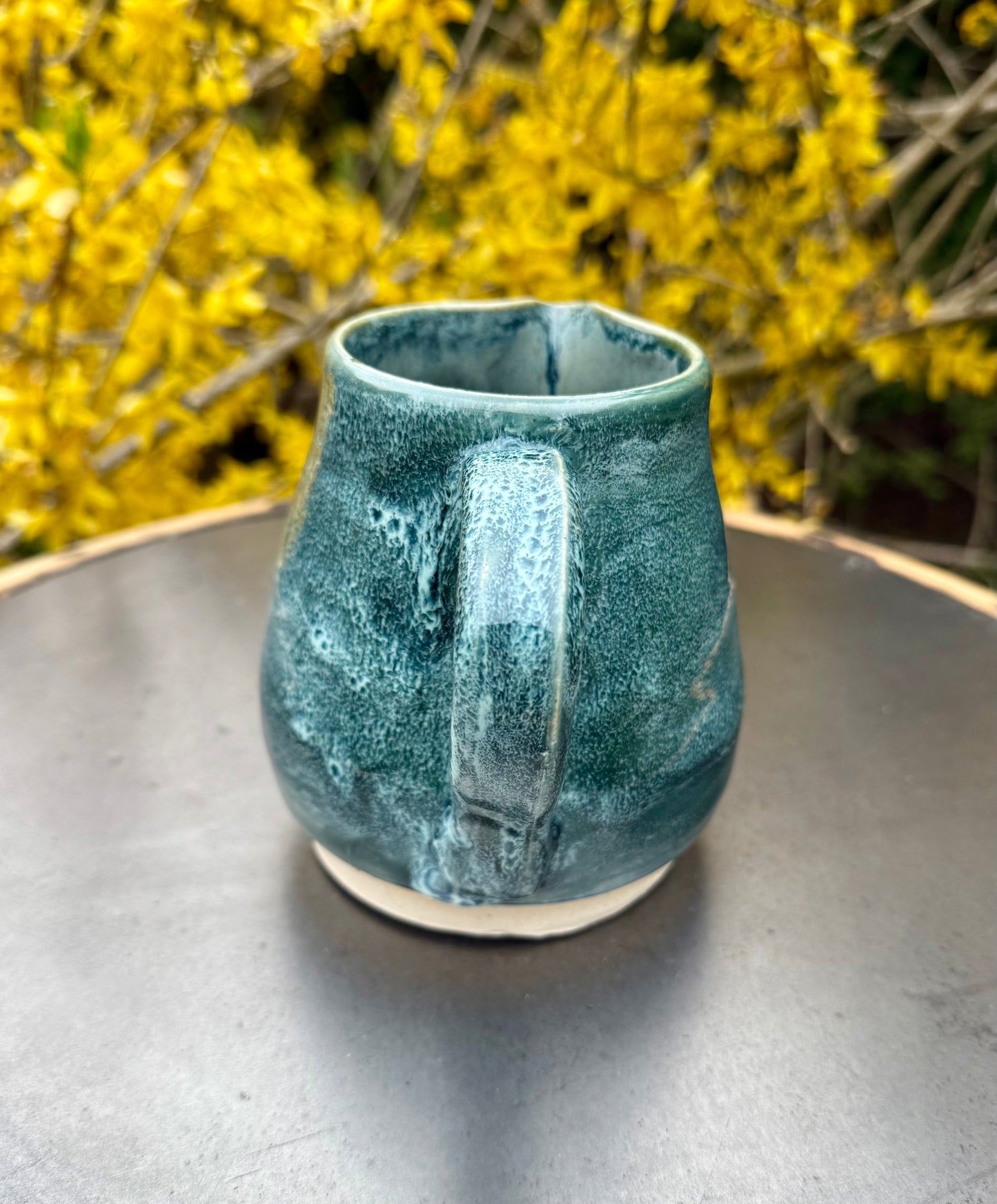 Ceramic Pitcher - Green Blue Glaze - Handmade Pottery Creamer