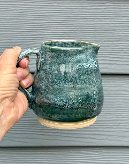 Ceramic Pitcher - Green Blue Glaze - Handmade Pottery Creamer