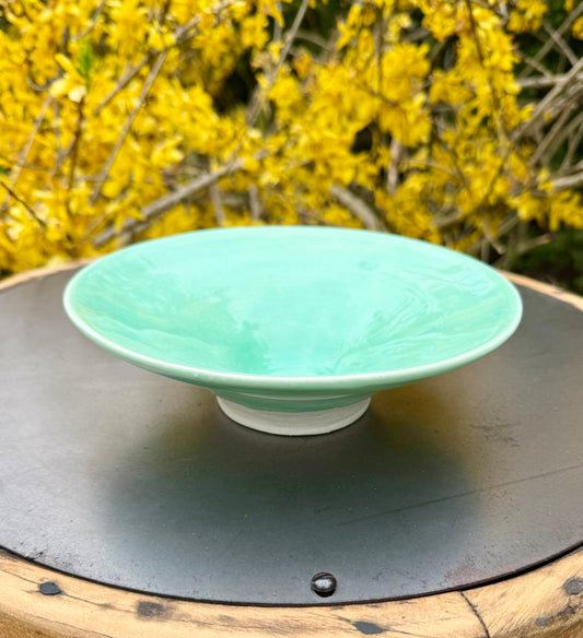 Green Porcelain Bowl - Medium Serving Bowl - Handmade Ceramic Dessert Bowl