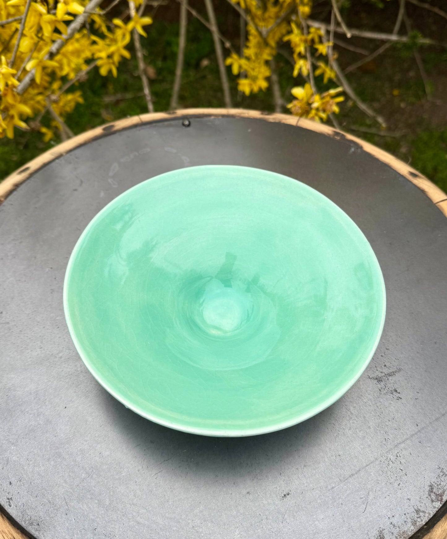 Green Porcelain Bowl - Medium Serving Bowl - Handmade Ceramic Dessert Bowl