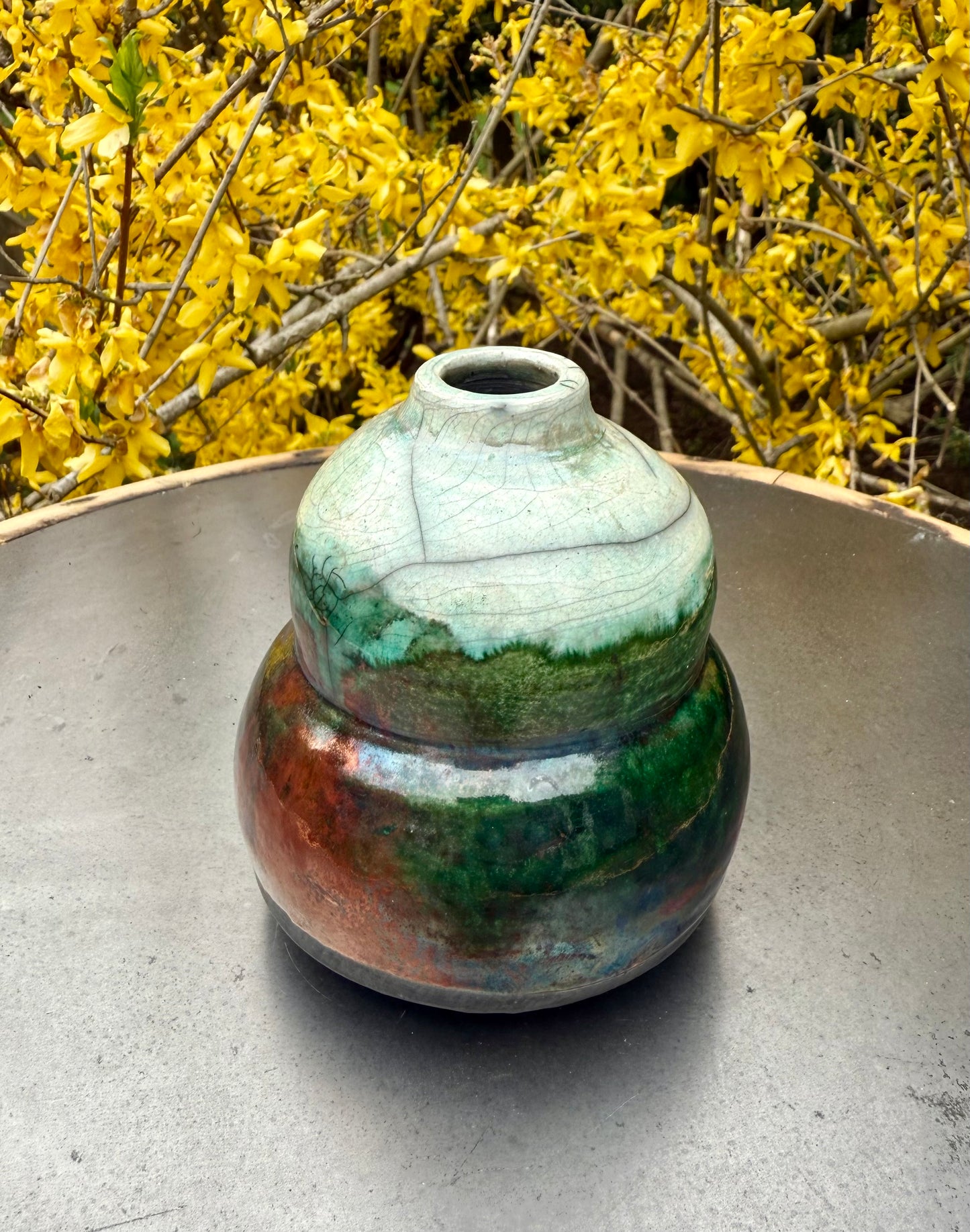 Raku Ceramic Vase - Small Butternut Squash Shape - Handmade Pottery Vessel