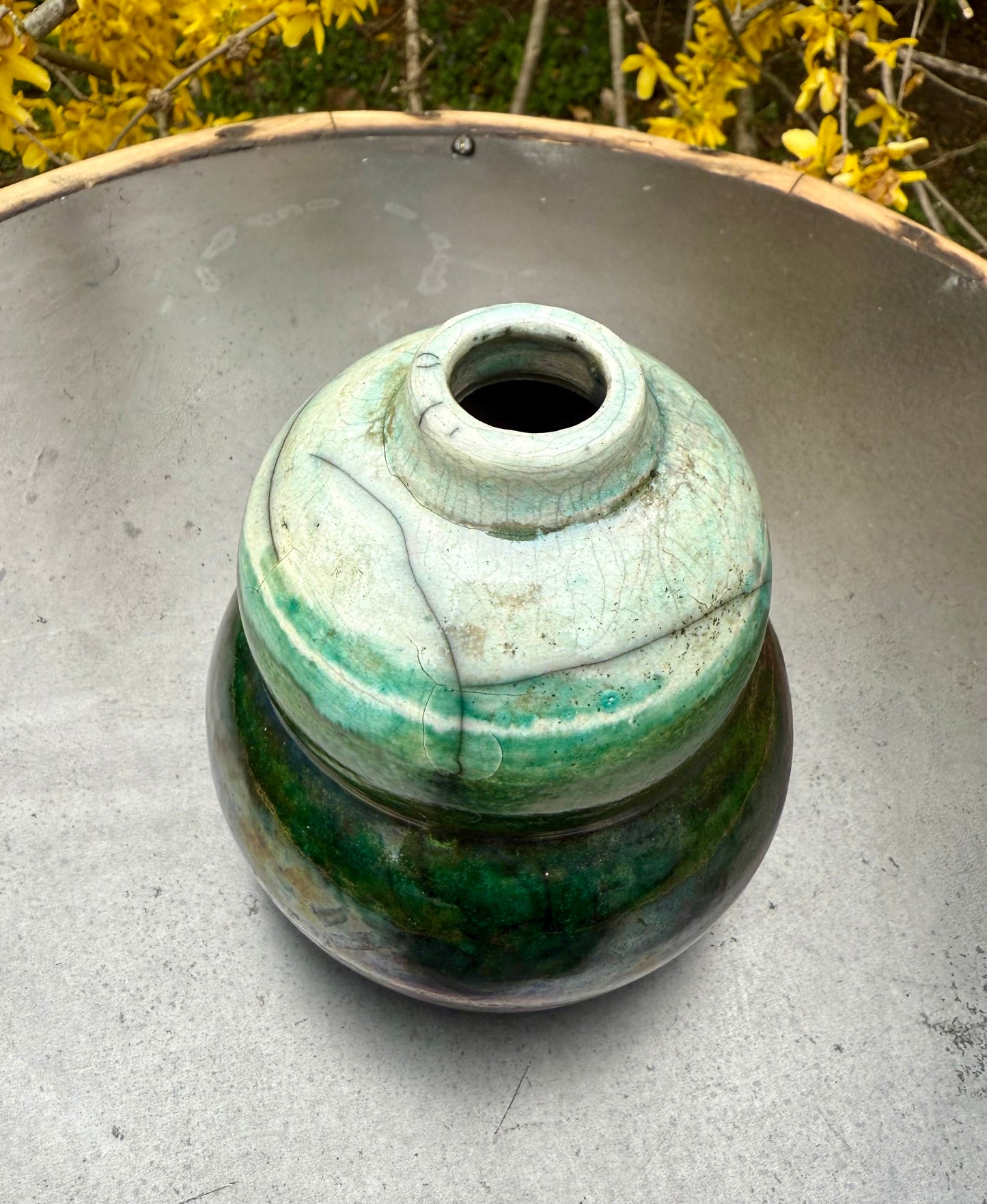 Raku Ceramic Vase - Small Butternut Squash Shape - Handmade Pottery Vessel