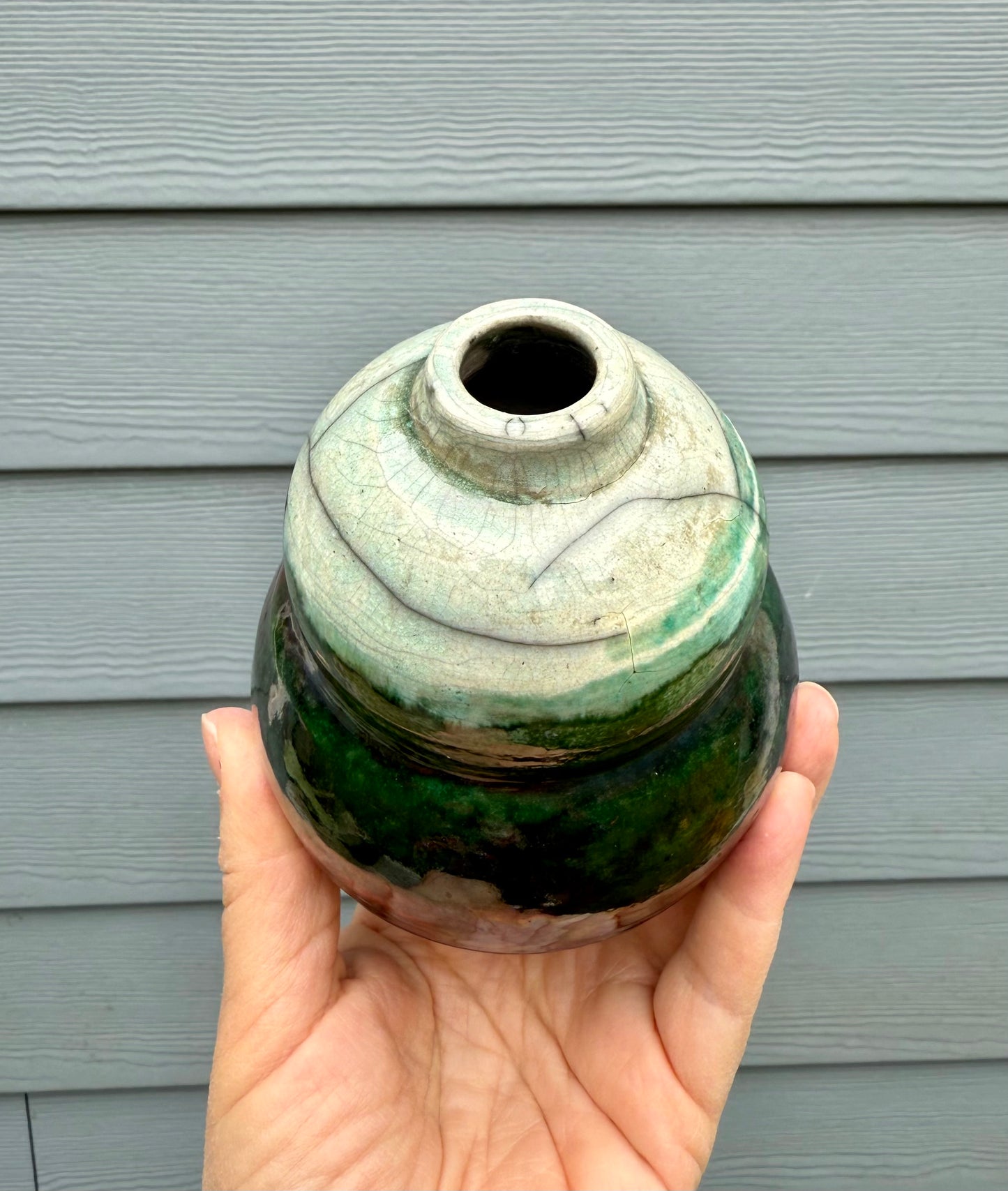 Raku Ceramic Vase - Small Butternut Squash Shape - Handmade Pottery Vessel