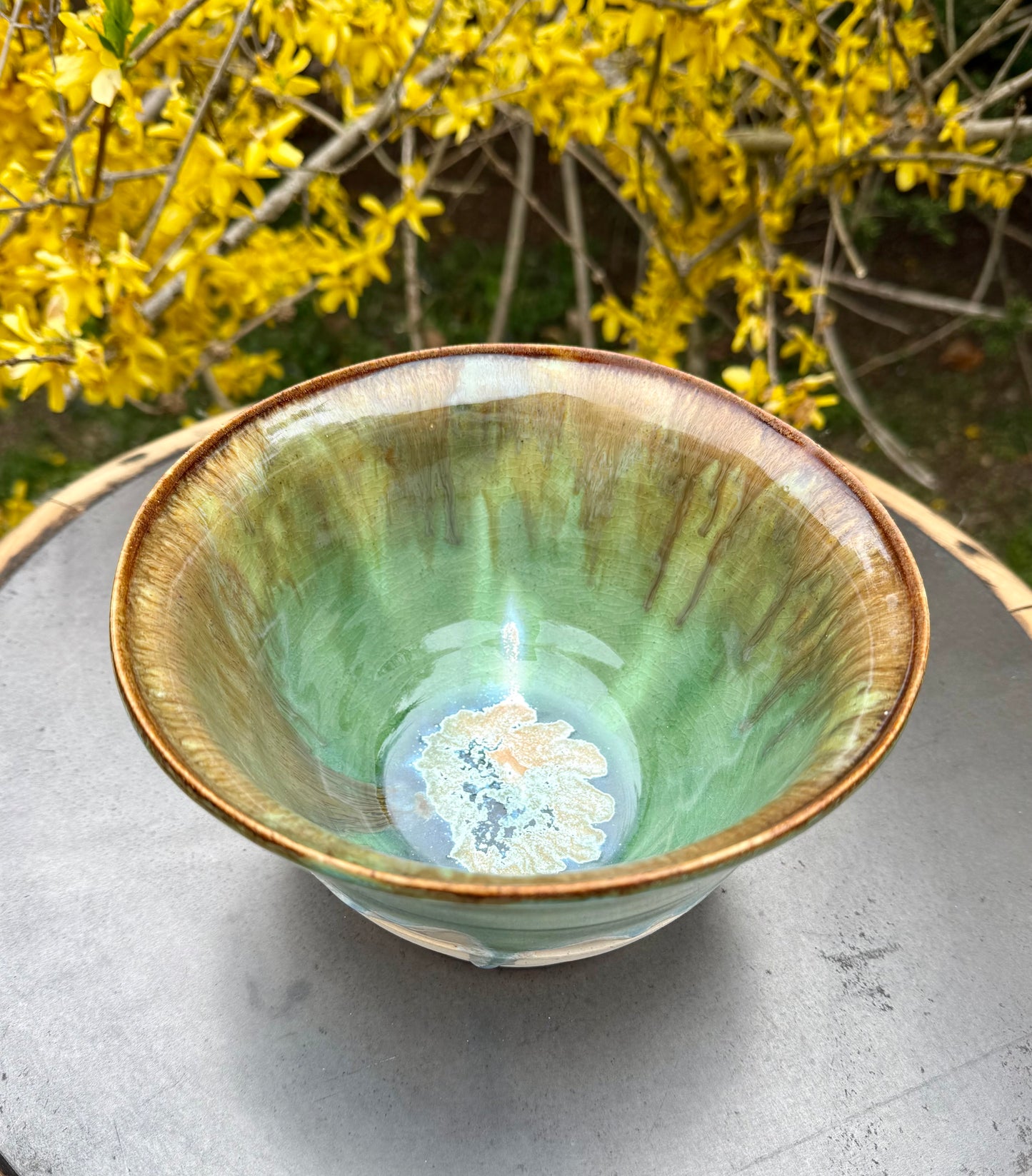 Large Ceramic Serving Bowl - Drip Glaze Design - Handmade Pottery Bowl