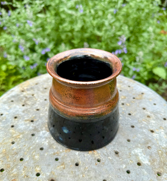 Summer Blooms Vase - Copper Black with Blue Interior