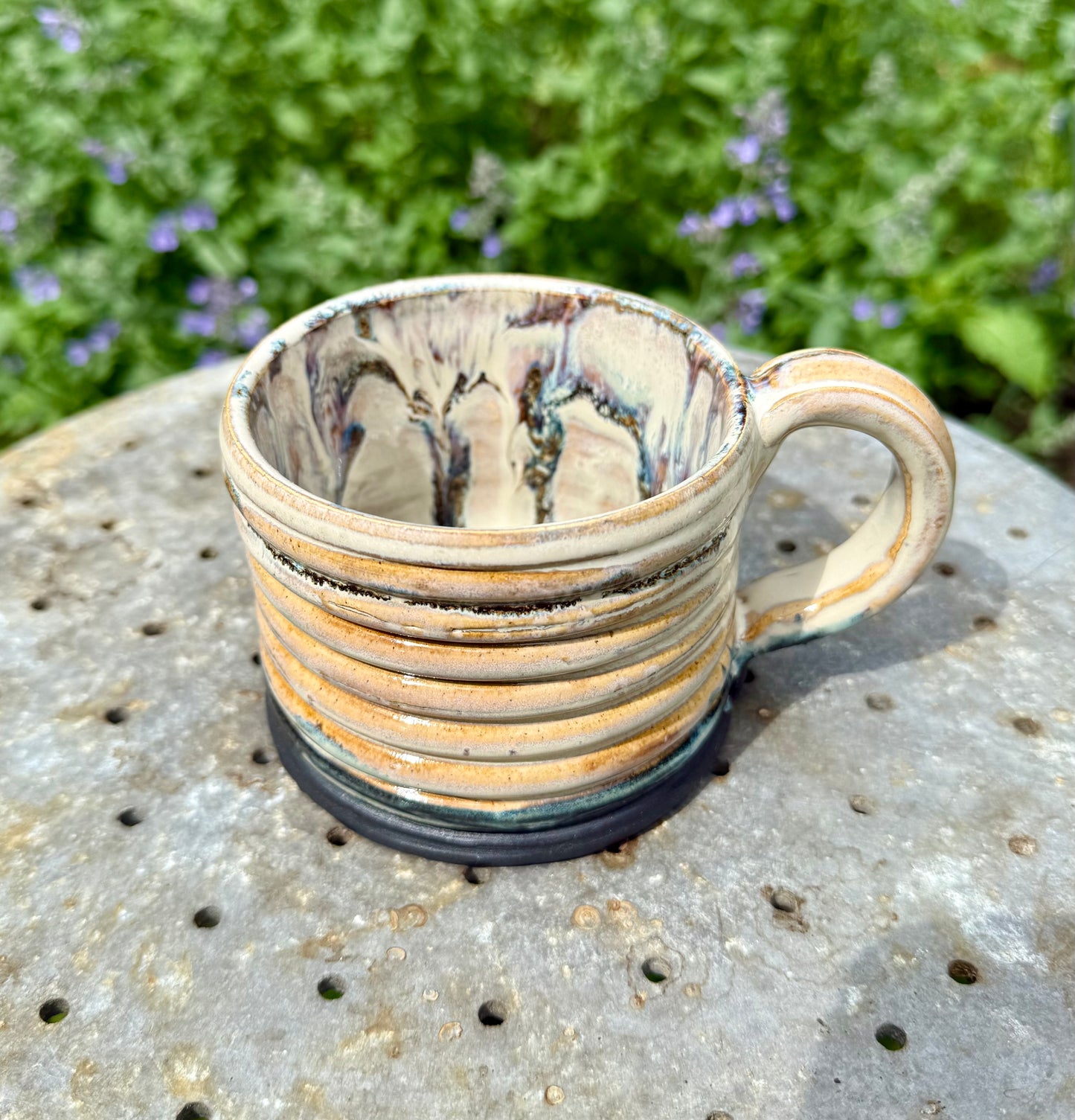 Mountain Ridges mug handle and rim showing hand-thrown craftswomanship