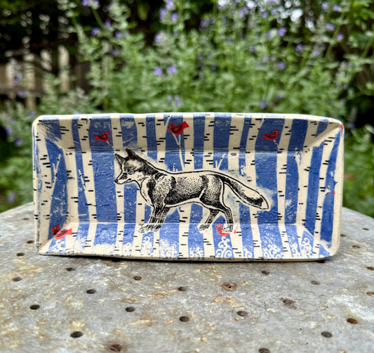 Fox Trinket Plate - Small Ceramic Dish - Handmade Forest Animal Pottery