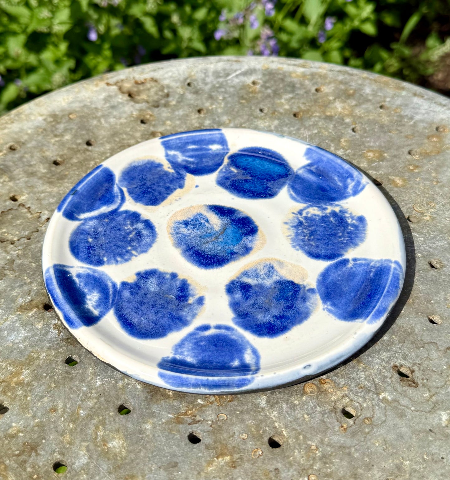 Ceramic Bowl and Plate Set - Polka Dot Dinnerware - Handmade Pottery Set