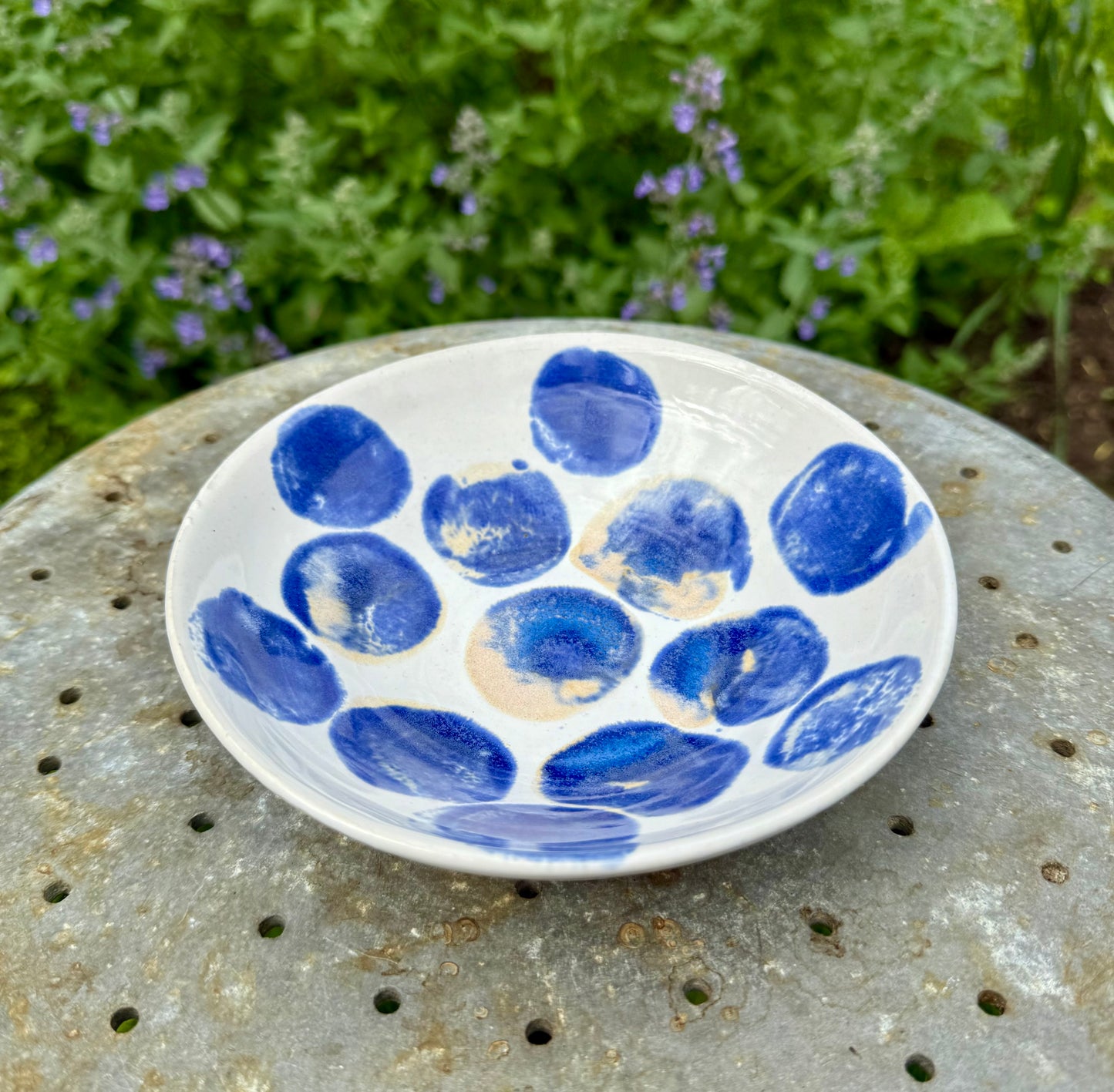 Ceramic Bowl and Plate Set - Polka Dot Dinnerware - Handmade Pottery Set