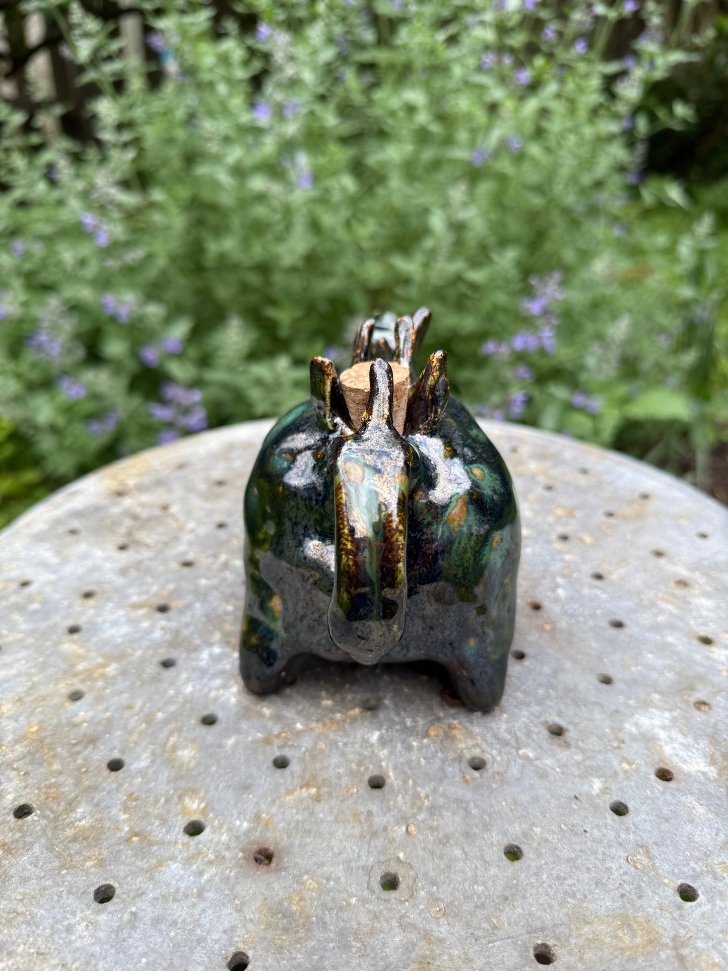 Stegosaurus Ceramic Syrup Pitcher - Handmade Dinosaur Creamer Pourer