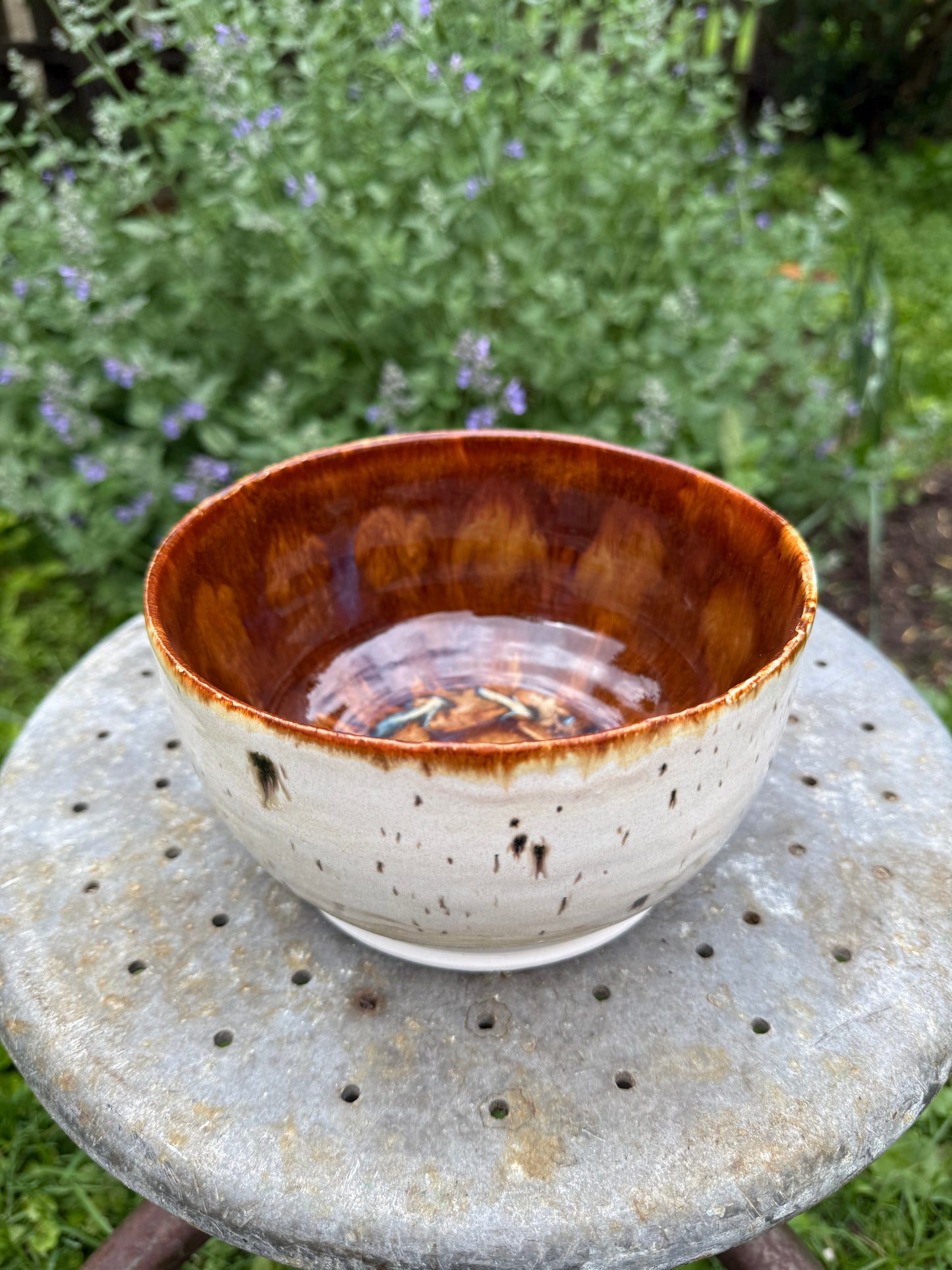 Large Ceramic Serving Bowl - Turtle Shell Glaze - Handmade Pottery Bowl