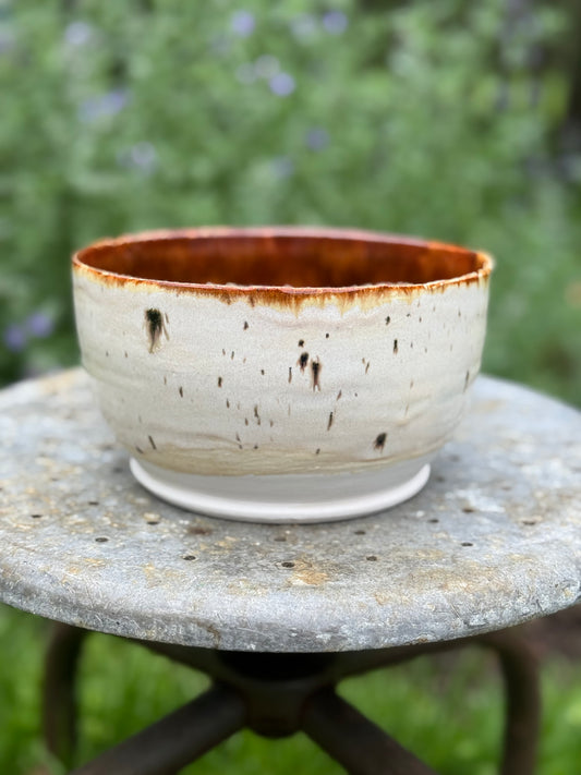 Large Ceramic Serving Bowl - Turtle Shell Glaze - Handmade Pottery Bowl