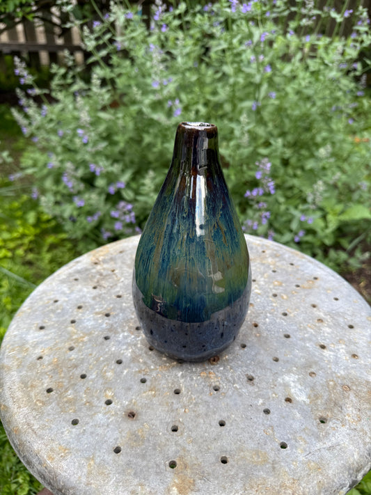 Opalescent Ceramic Vase - Sculptural Bottle Form