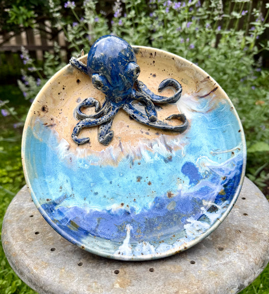Octopus Ceramic Plate - Handmade Ceramic Sea Creature Dinnerware| Serve ware| Functional Art