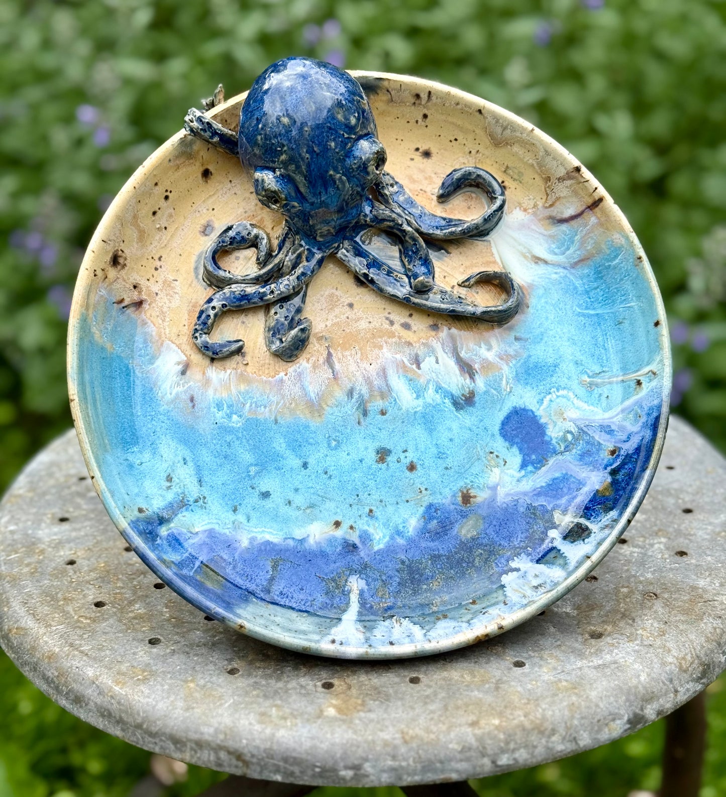 Octopus Ceramic Plate - Handmade Ceramic Sea Creature Dinnerware| Serve ware| Functional Art