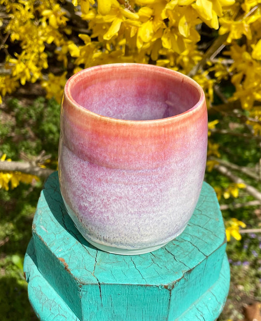 Ceramic Tumbler Cup - Pink Sand Glaze - Handmade Pottery Drinking Glass