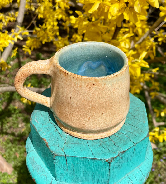 Small Ceramic Coffee Mug - Shino Glaze - Handmade Cappuccino Cup