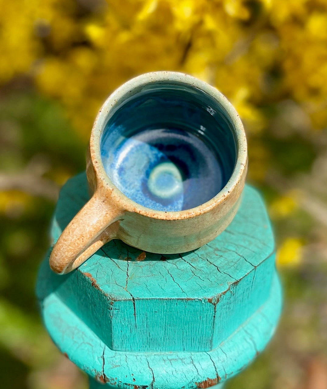 Small Ceramic Coffee Mug - Shino Glaze - Handmade Cappuccino Cup
