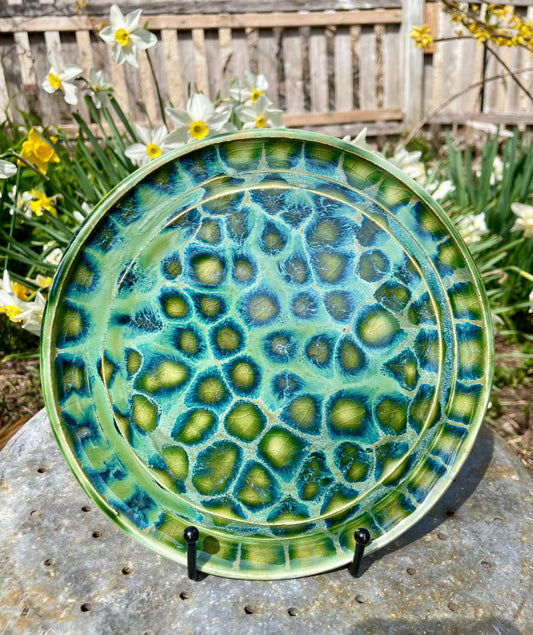 Turtle Shell Ceramic Plate - Large Dinner Plate - Handmade Pottery