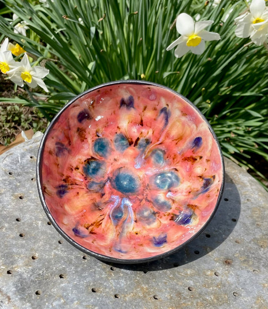 Handmade Ceramic Bowl - Pink Amaryllis Glaze - Soup and Snack Bowl
