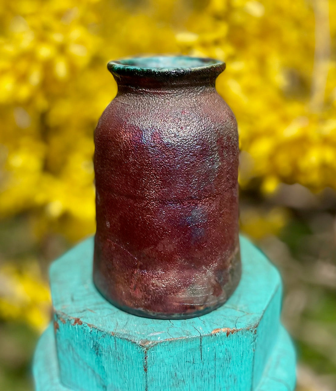 Raku Ceramic Milk Bottle - Purple Passion Glaze - Decorative Pottery Vessel