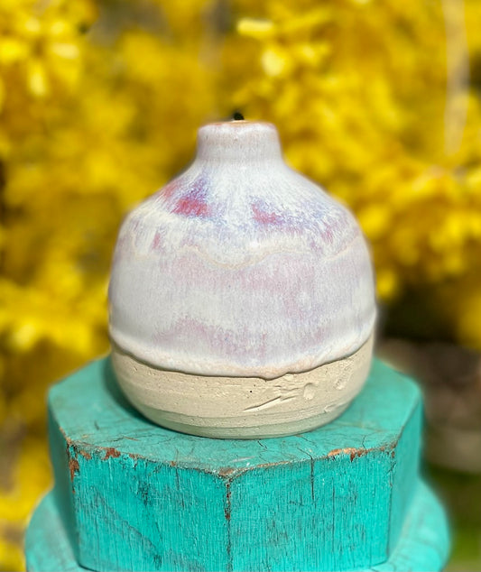Small Ceramic Bottle Vase - Pink Honey Flux Glaze - Handmade Bud Vase